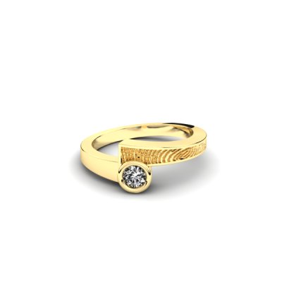 Silent Memories Gouden Vingerafdruk Ring Met Diamant