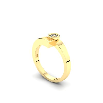 Silent Memories Gouden Vingerafdruk Ring Met Diamant