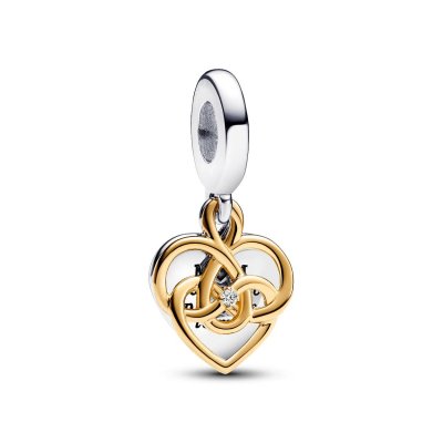 Pandora Heart silver and 14K gold-plated double dangle