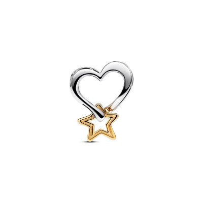 Heart and star sterling silver and 14k gold-plated charm