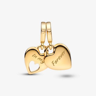 769187C01 Double Heart Split Dangle Charm