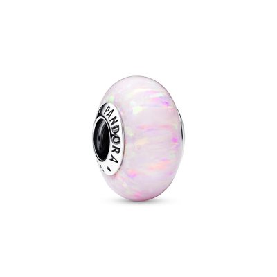 791691C03 Silver charm with pink lab-created opal