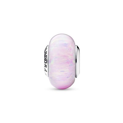 791691C03 Silver charm with pink lab-created opal