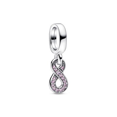 infinity hanger zilver met roze steentjes