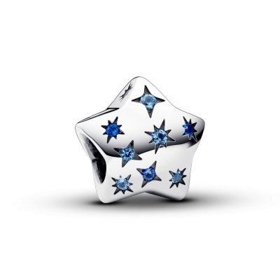 792974C01 Star silver charm with stellar blue and icy blue crystal