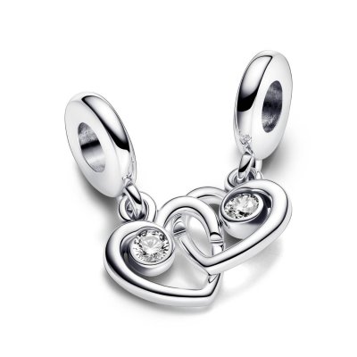 pandora Hearts silver splittable dangle with clear cubic zirconia