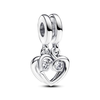 pandora Hearts silver splittable dangle with clear cubic zirconia