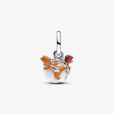 Disney Chip and Dale silver dangle lab opal/ brown enamel