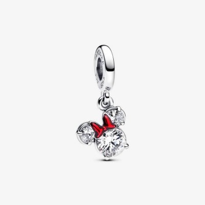 Disney Minni Mouse silver dangle zirk. holo red enamel