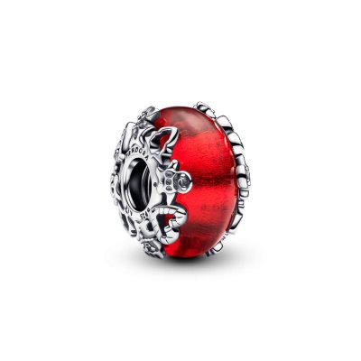 Christmas motives sterling silver charm with red Murano