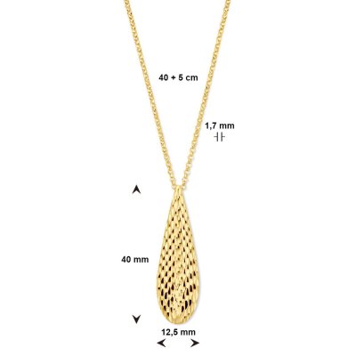 Collier druppel 40 + 5 cm 3 micron