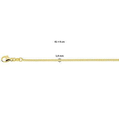 Collier gourmette 4-zijdes geslepen 1,4 mm 41 + 4 cm 3 micron