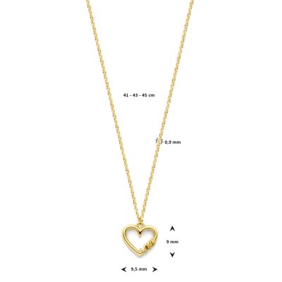 Collier hartje en love 0,9 mm 41 - 43 - 45 cm