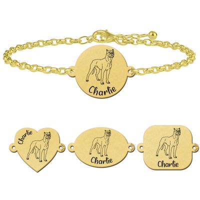 Dieren armband met gravure Dogo Argentino Gold 