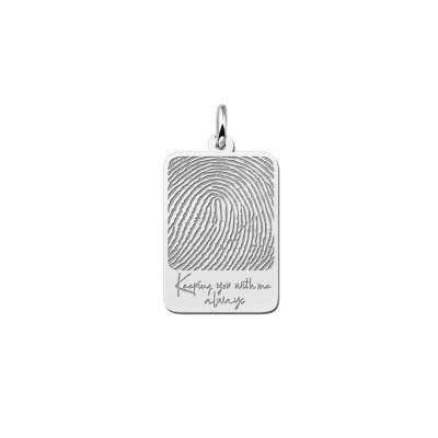 Dogtag hanger met vingerafdruk en eigen tekst 