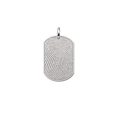 Dogtag Vingerafdruk hanger van zilver 