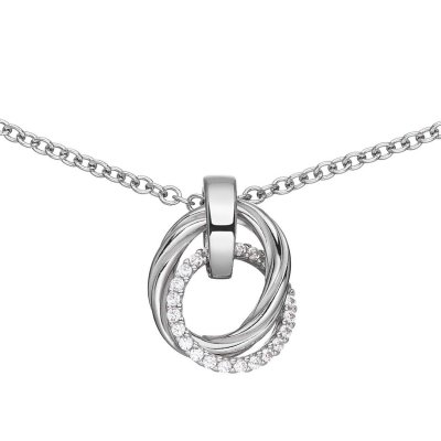 Dubbel cirkel collier CZ RD 45cm