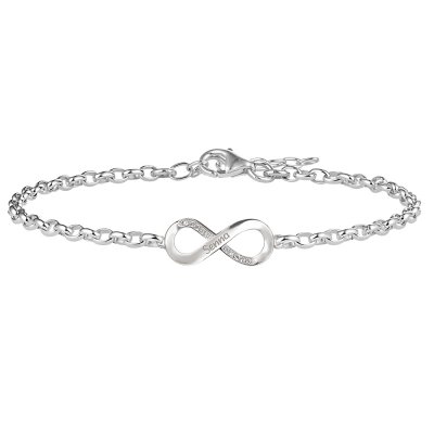 Gegraveerde armband infinity met zirkonia's 