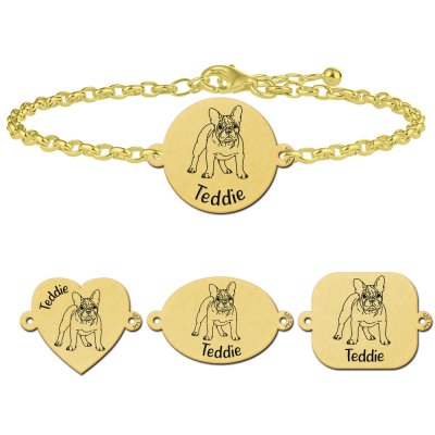 Gouden armband Franse Bulldog 