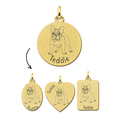 Gouden hanger Franse Bulldog 