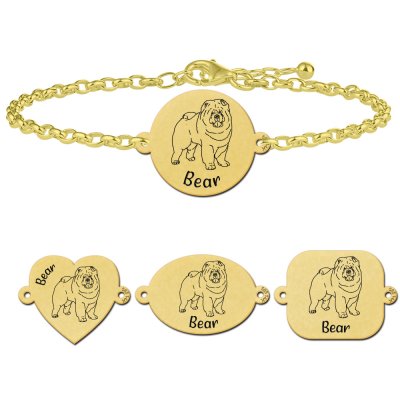 Gouden honden armband met naam Chow Chow 