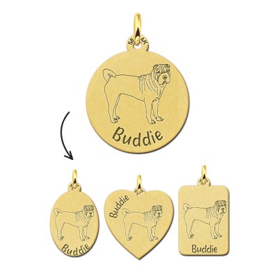 Gouden honden hanger Sharpei 