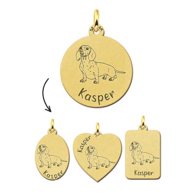 Gouden honden hanger teckel 