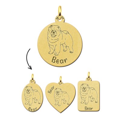 Gouden honden ketting met naam Chow Chow 