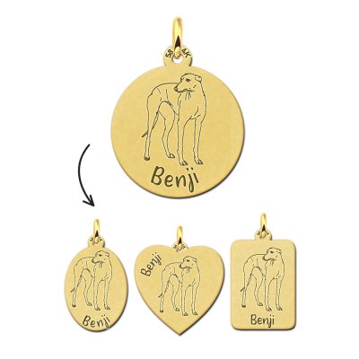 Gouden ketting met hanger Windhond 