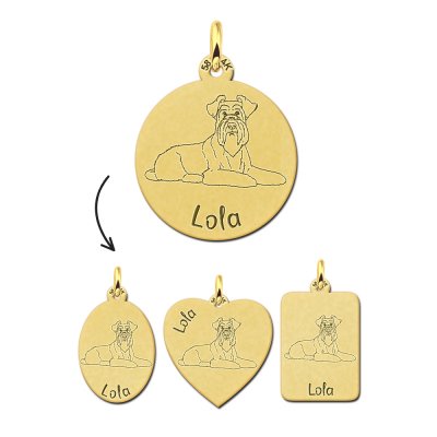 Gouden ketting met honden gravure Miniatuur Schnauzer 