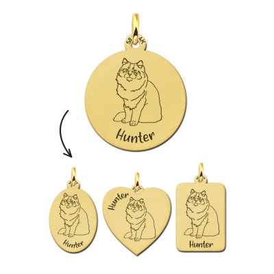 Gouden ketting met kat Siberische kat 