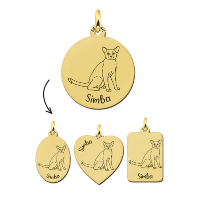 Gouden ketting met kattenhanger Abessijn 