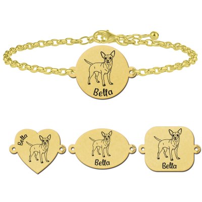 Gouden personaliseerde armband Chihuahua 