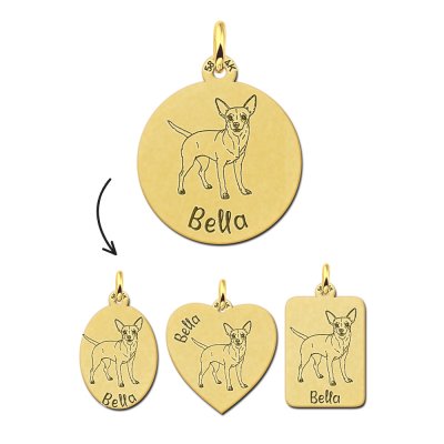 Gouden personaliseerde hanger Chihuahua 