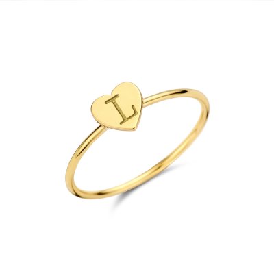 Gouden ring met hartje en initialen 