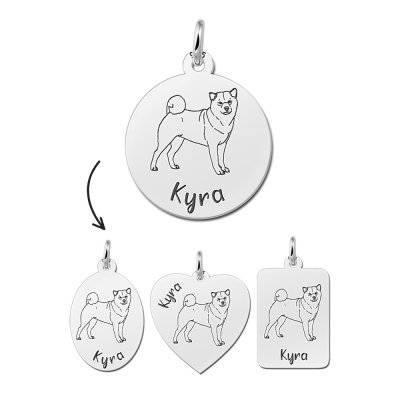 Honden hanger Shiba Inu van zilver 