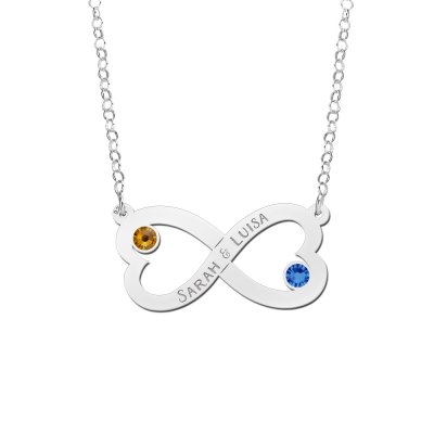 Infinity ketting met geboortesteen van zilver 