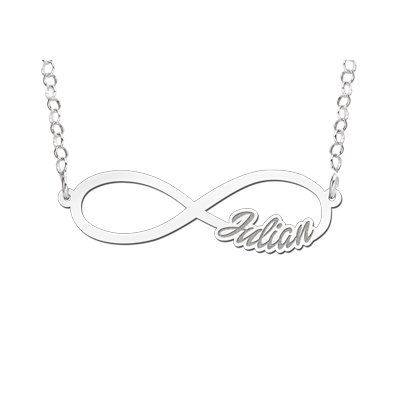 Infinity ketting met naam van zilver 