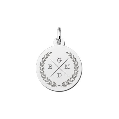 Initialen ketting van 925 zilver met krans 