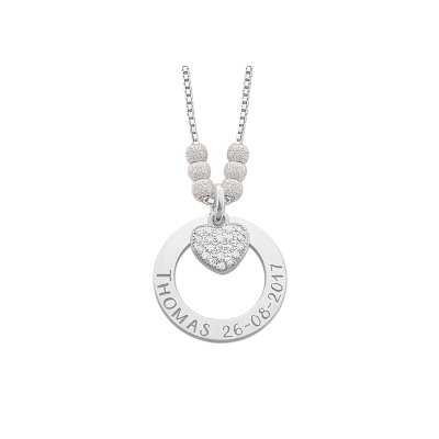 Mama ketting van zilver met zirkonia hart 