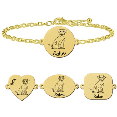 Personaliseerde gouden honden naamarmband Jack Russel Terrier 