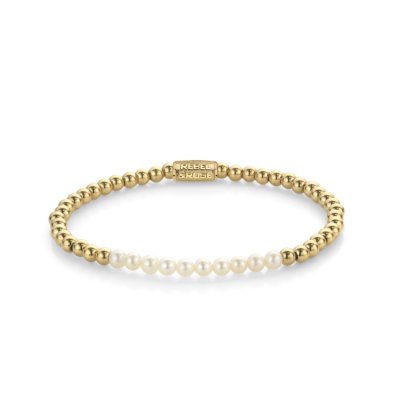 Rebel en Rose armband, Pearl Gem meets Yellow Gold - 4mm