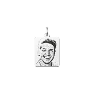 Zilveren dogtag hanger met foto 