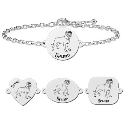 Zilveren honden armband Mastiff 