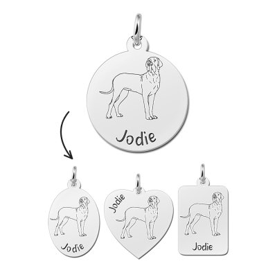 Zilveren honden hanger Duits Dog / Zilveren honden ketting met gravure Great Dane/Duitse DogGreat Dane 