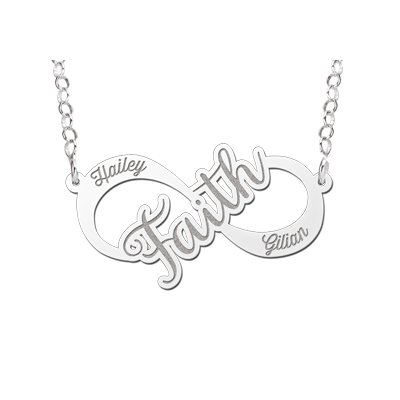 Zilveren infinity ketting faith 