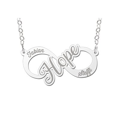 Zilveren infinity ketting hope 