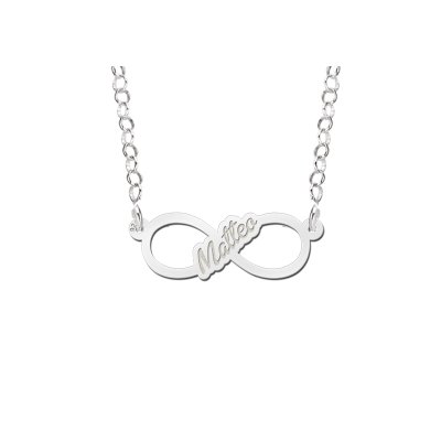 Zilveren infinity ketting met geschreven naam - small 