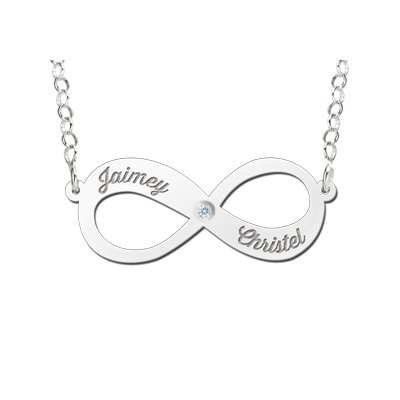 Zilveren infinity ketting met zirkonia 