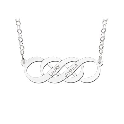 Zilveren ketting double infinity symbool 